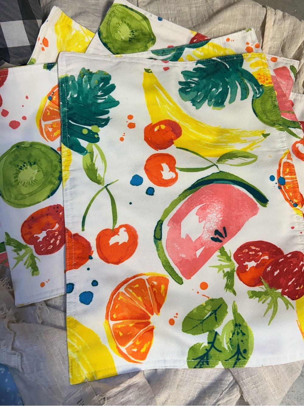 Set of 4 fruit Tropical heavy cotton Placements 18.5”x13”